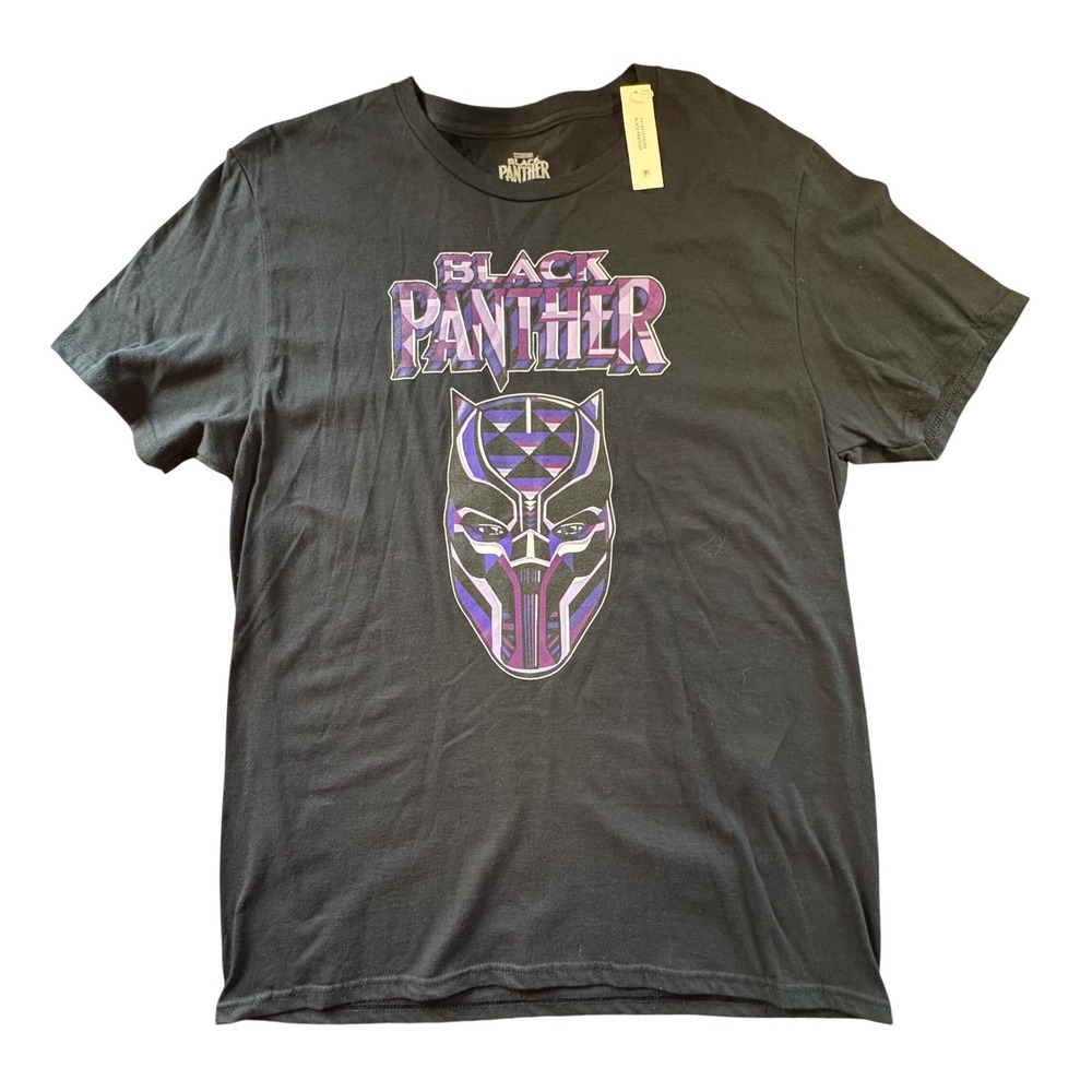 Marvel Black Panther‎ Graphic T-Shirt Mens Large Black New Wakanda Forever Tee